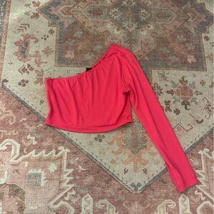 SHEIN Pink One Sleeve Long Crop Top